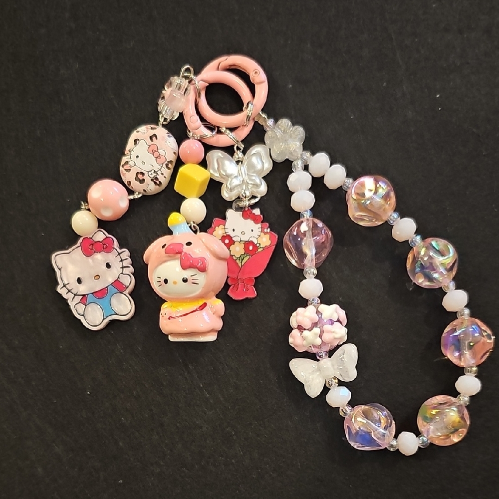 Cute Pink Hello Kitty Charm Keychain